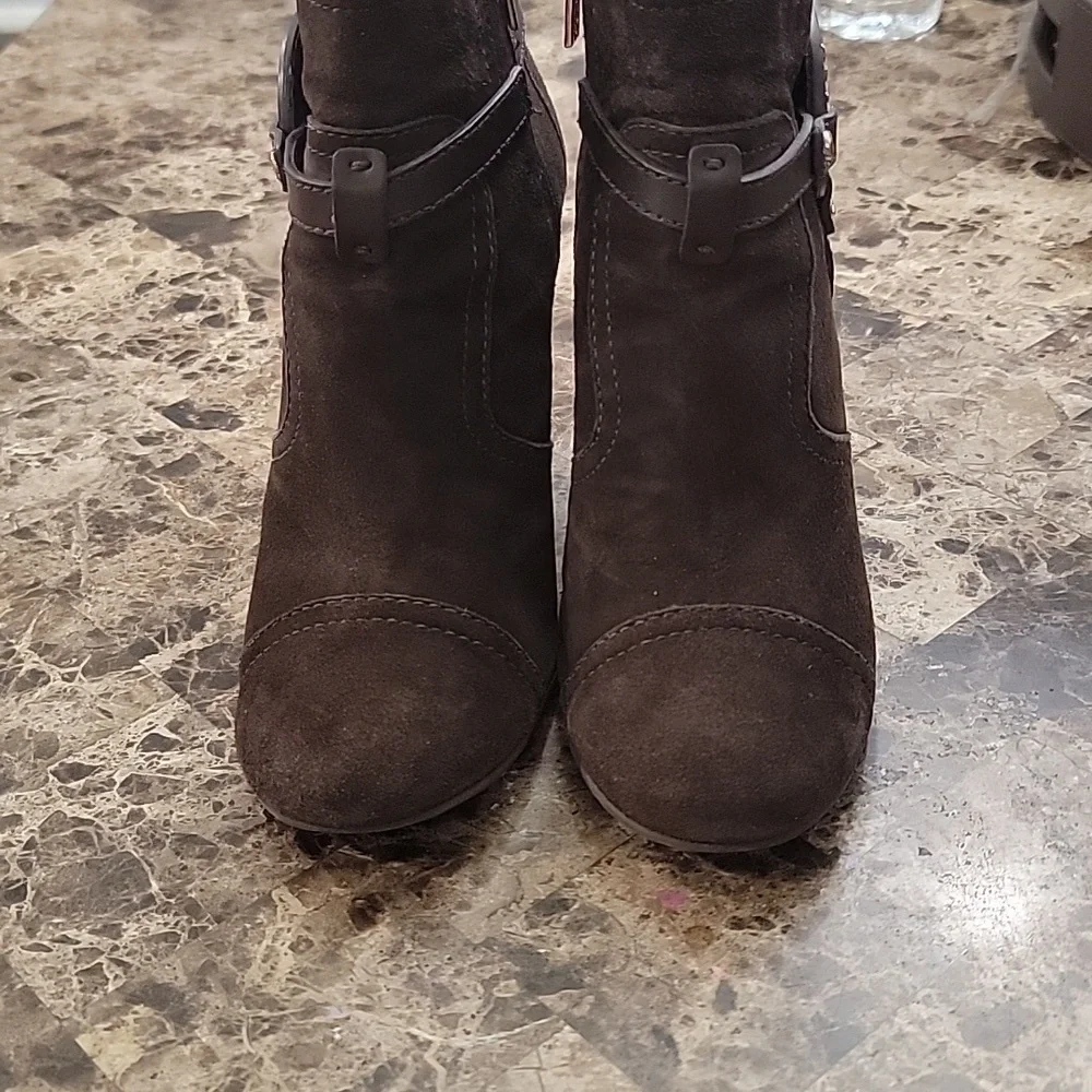 Tory Burch Women's Aaden Brown Suede Wedge Ankle Booties Size 7 M
